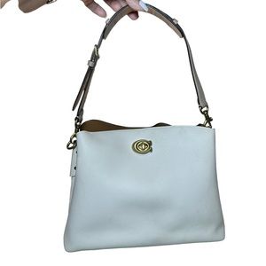 COACH Willow Colorblock Leather Shoulder Bag Off White Cream